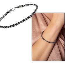 Gümüş Hediye Al El İşçiliği Örgü Oval Form 1000 Ayar Gümüş Kazaz Unisex Bileklik