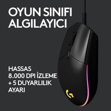 Logitech G G102 Kablolu Oyuncu Mouse, Lıghtsync Rgb Aydınlatma, 8.000 Dpı, 6 Programlanabilir Tuş, Siyah