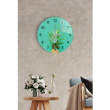 Saban Çap 37 cm Yeşil Ananas Dekoratif Cam Duvar Saati