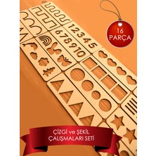 Eska Events Çocuk Montessori - Akça El Kası Geliştirme ve Çizgi, Sayı ve Şekil Çalışmaları Seti 16 Parça