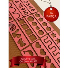 Eska Events Çocuk Montessori - Pembe El Kası Geliştirme ve Çizgi, Sayı ve Şekil Çalışmaları Seti 16 Parça