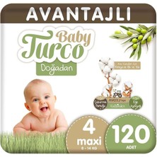 Baby Turco Doğadan Bebek Bezi 4 Numara Maxi 120'li