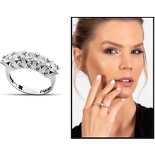 Gümüş Hediye Al Starlight Diamond Pırlanta Montür Mikro Taşlı Minimal  Tasarım 925 Ayar Gümüş Kadın Beştaş Yüzük