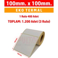 Dijital Barkod Termal Etiket 100X100 Barkod Etiketi - 3 Rulo 1.200 Adet