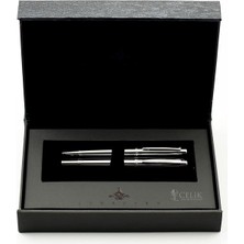 Steelpen World Serisi 2715 Parlak Krom Dolma Kalem ve Tükenmez Kalem Seti