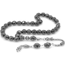 Gül Endam 925 Ayar Gümüş Püsküllü Küre Kesim Faset Hematit Doğal TaşTesbih