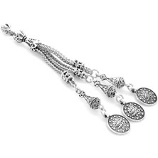 Ergenekon Aksesuar Mecidiye Temalı Gümüş Renk 3li Kamçı Kararmaz Metal Püskül