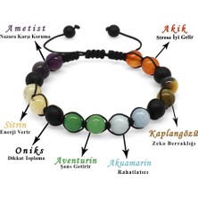 Gül Endam Makrome Örgülü Küre Kesim Çoklu Doğaltaş Kombinli Erkek Başarı Bilekliği