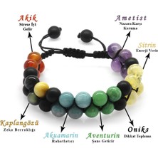 Gül Endam Çift Sıra Makrome Örgülü Küre Kesim Çakra Doğaltaş Kombinli Erkek Başarı Bilekliği