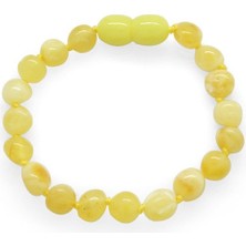 Gül Endam Sarı-Beyaz Renk Doğal Damla Kehribar Bebek Bileklik