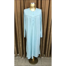 Nena Gelincik İç Giyim 22086-NENA Bayan 4 Mevsim Uzunkol Patlı Robalı Gecelik-Turkuaz