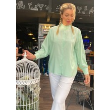 Şimal Gökçe Su Yeşili Fırfır Yaka Gömlek