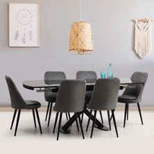 Eymense Siyah Inci 6 Sandalyeli Mutfak Masa Takımı