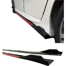 Honda Civic Fd6 2006-2011 Flaplı Kırmızı Şeritli Yan Marşpiyel Eki Piano Black