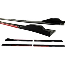 Citroen Berlingo 2002-2008 Kırmızı Şeritli Yan Marşpiyel Eki Ve 4 Parça Ön Ek Piano Black Set