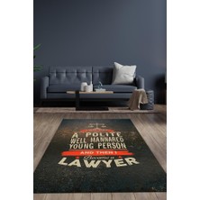 Homshtag İyi Huyluydum Sonra Avukat Oldum Pamuklu Dokuma Tabanlı Yıkanabilir Kaymaz Avukat Halısı