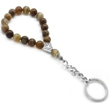 Okyanus Silver Madagaskar Akik Doğaltaş-Çelik Kombinli Tesbih Anahtarlık