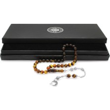 Okyanus Silver Kararmaz Metal Ayyıldız Püsküllü Küre Kesim Süzme Bala-Siyah Ateş Kehribar Tesbih