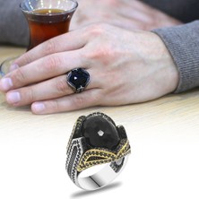 Okyanus Silver Faset Kesim Siyah Zirkon Taşlı Pagan Tasarım 925 Ayar Gümüş Erkek Yüzük