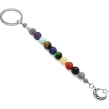 Okyanus Silver Çakra Doğaltaş Çelik Kombinli Anahtarlık