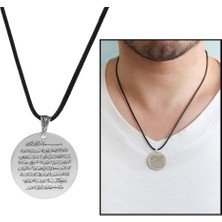 Okyanus Silver Ayetel Kursi Yazılı Ip Zincirli 925 Ayar Gümüş Erkek Kolye