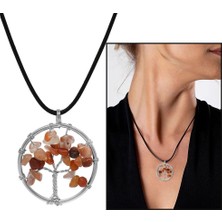 Okyanus Silver Hayat Ağacı Tasarım Zarif Ip Zincirli Akik Doğaltaş Kadın Kolye