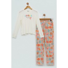 For You Kids 4'lü Strong Baskılı Ekru Pijama Takım S27411