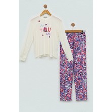 For You Kids 4'lü You Çicek Baskılı Lila Pijama Takım S27409