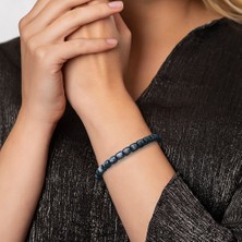 Okyanus Silver Silindir Kesim Makrome Örgülü Kuvars-Hematit Kombinli Doğal Taş Kadın Bileklik