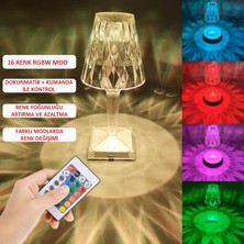 Bekaze Kristal Şarjlı Masa Lambası LED Abajur Dokunmatik + Kumandalı Rgbw Model