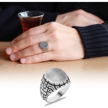 Okyanus Silver Nokta Desenli 925 Ayar Gümüş Çukur Yüzüğü