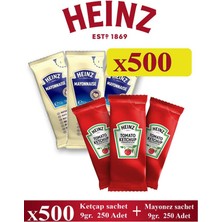 Heinz Ketçap Sachet 9 gr x 250 Ad + Mayonez Sachet 9 gr x 250 Ad - Heinz