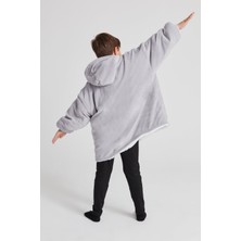 Poffy Çocuk Oversize Giyilebilir Battaniye Tek Beden Çok Rahat 12 Yaş Altı Unisex Hoodie Peluş Kapüşonlu Sweatshirt