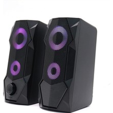 Gaman Bilgisayar Hoparlörü Rgb Işıklı 2.0 USB Oyun Stereo Kablolu Pc Hoparlör 3.5mm Aux Girişi Gaming Oyuncu Speaker