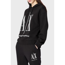 Armani Exchange % 100 Pamuk Logolu Regular Fit Kapüşonlu Sweat Bayan Sweat 8NYM52 YJ68Z 1200
