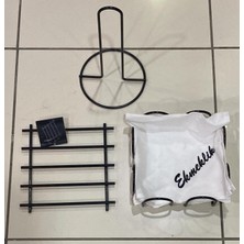 Elif Aksesuar 3lü Paslanmaz Çelik Servis Sunum Havluluk-Peçetelik-Nihale Siyah