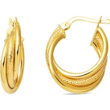 Bilezikci 2 cm Çaplı 14 Ayar Halka Altın Küpe