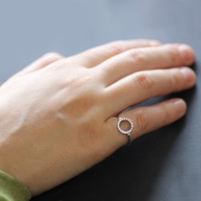 Okyanus Silver Zirkon Taşlı Oval Tasarım 925 Ayar Gümüş Bayan Yüzük