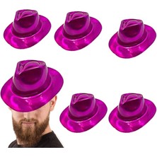 Pandoli Fuşya Pembe Renk Kovboy Tarz Plastik Parti Şapkası Yetişkin 6 Adet