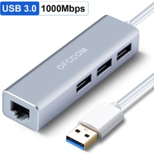 Ultratekno USB 3.0 3-Port Hub ve Gigabit Ethernet Adaptör Ikisi Bir Arada USB Adaptör - Alüminyum Kasa