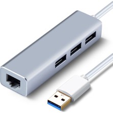 Ultratekno USB 3.0 3-Port Hub ve Gigabit Ethernet Adaptör Ikisi Bir Arada USB Adaptör - Alüminyum Kasa