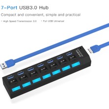 SZYKD 7 Bağlantı Noktası USB 3.0 Hub, Süper Hız 5gbps, Tak ve Oynat, Destek 1 Tb (Siyah) (Yurt Dışından)