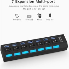 SZYKD 7 Bağlantı Noktası USB 3.0 Hub, Süper Hız 5gbps, Tak ve Oynat, Destek 1 Tb (Siyah) (Yurt Dışından)