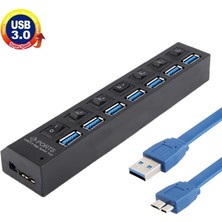 SZYKD 7 Bağlantı Noktası USB 3.0 Hub, Süper Hız 5gbps, Tak ve Oynat, Destek 1 Tb (Siyah) (Yurt Dışından)