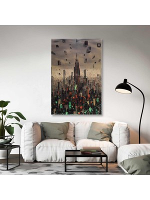 SML Tablo Futuristic Şehir Kaotik City Kaos Kanvas Tablo