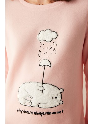 Penti Pembe Rain On Me Polar Pijama Takımı
