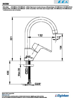 ECA Niobe Lavabo Bataryası Kuğu Borulu 102188054