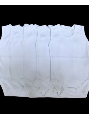 Özdemirli Bebe Askılı Basic Bisiklet Yaka Atlet 5li Paket Beyaz Renk Kız Çocuk İçin 0-48 Ay Çıtçıtlı Badi