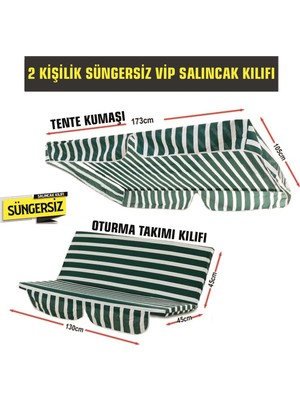 Nelson 2 Kişilik Salıncak Minder Kılıfı (Süngersiz) Tenteli Yeşil-Beyaz