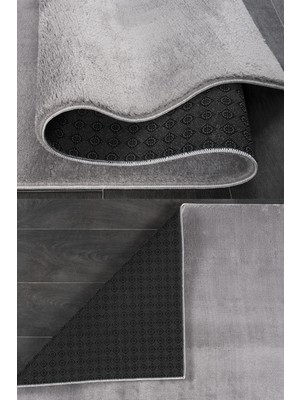 Bonny Home Relax Gri Yumuşak Halı Kaymaz Taban Kesme Yıkanabilir Yolluk